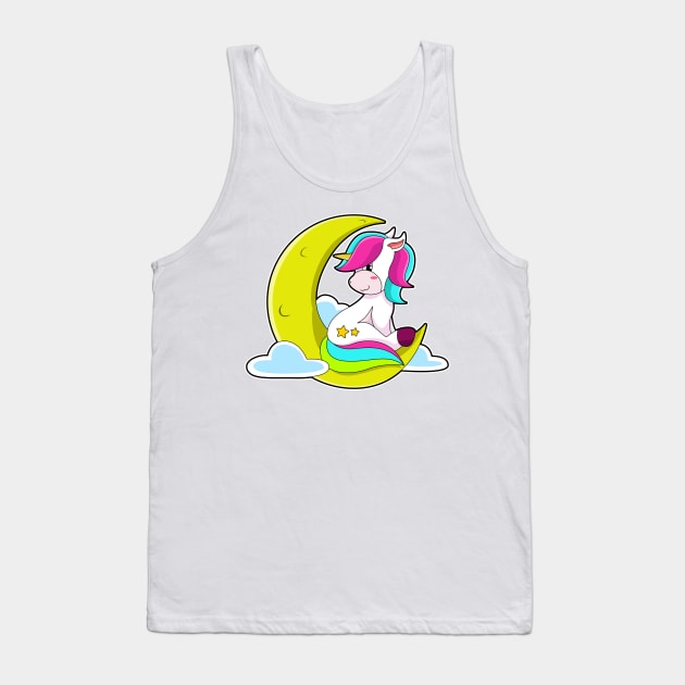 Unicorn with Clouds & Moon Tank Top by Markus Schnabel